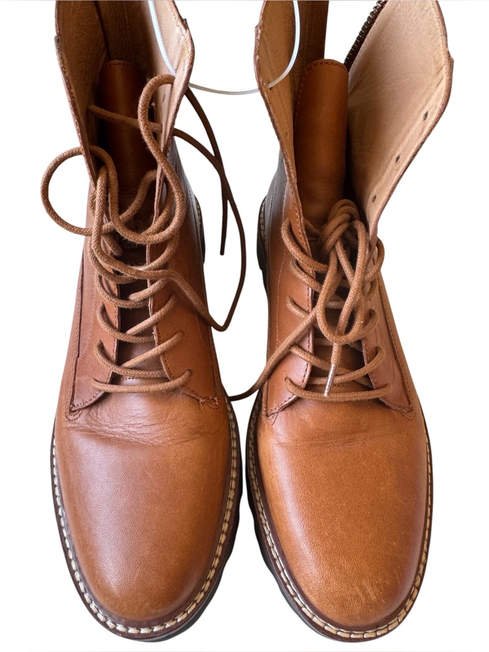 Madden Girl Brown Leather Lace-Up Combat Boots - Picture 1 of 8